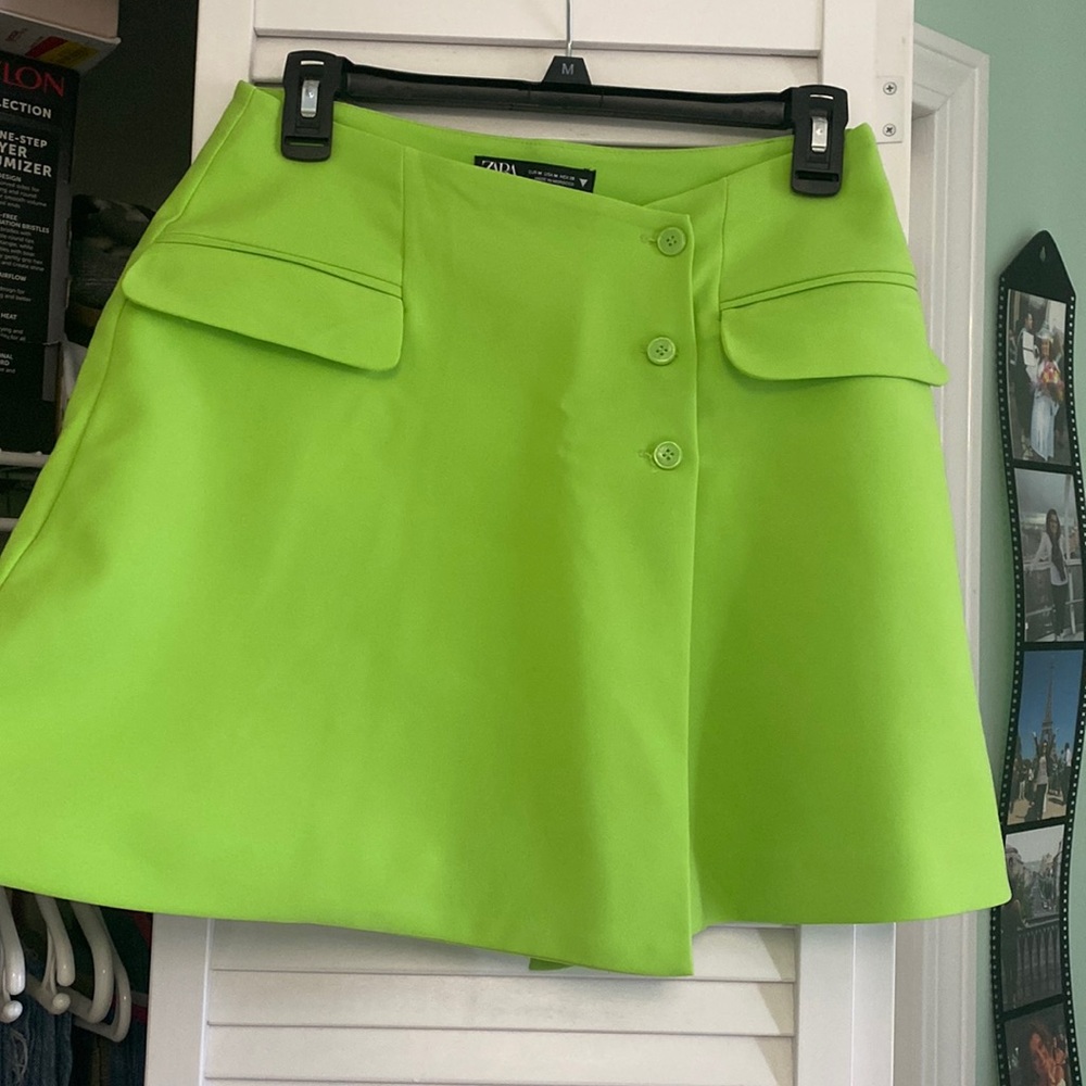 Neon green zara skirt